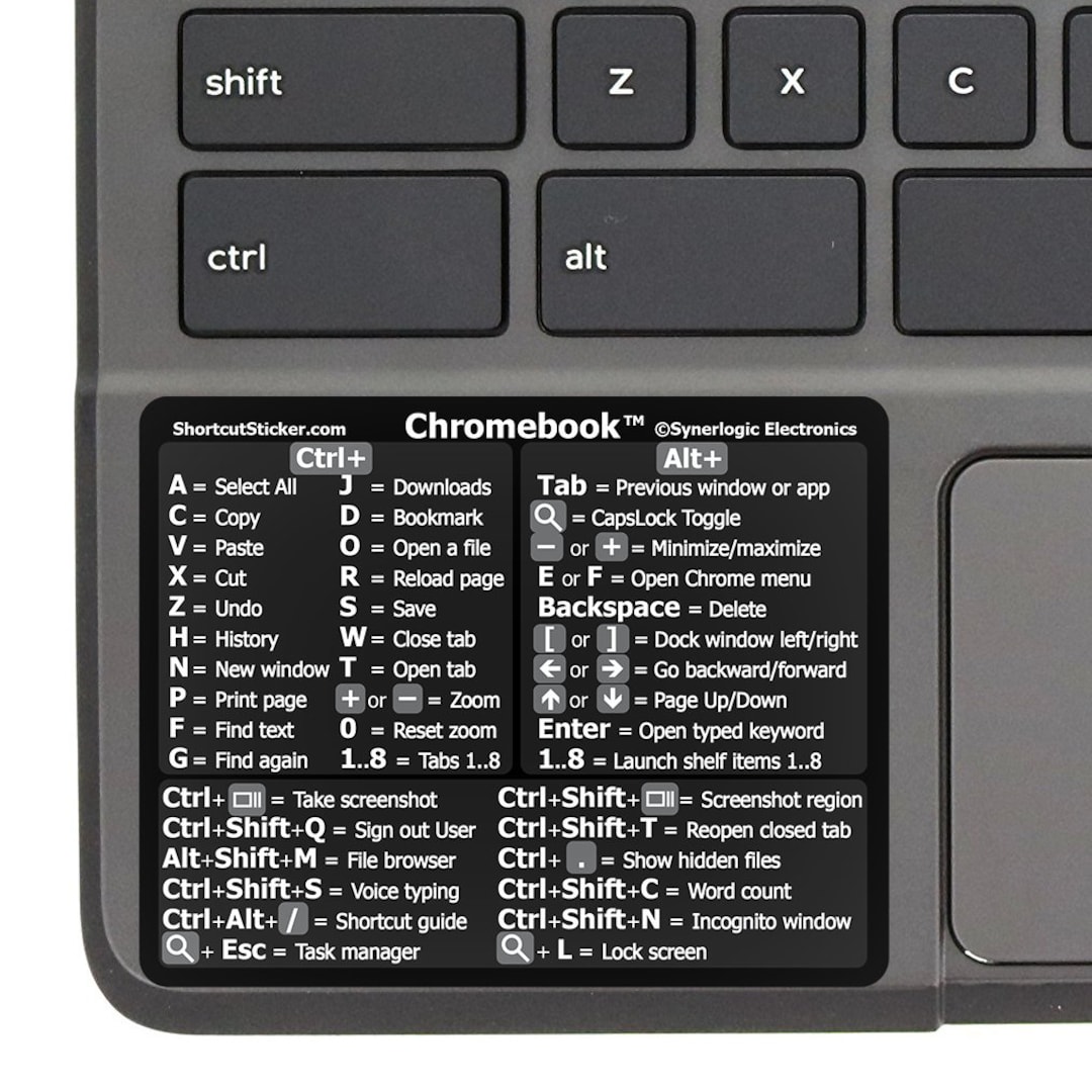 Chromebook Shortcut Sticker for Any Laptop With Chrome OS High