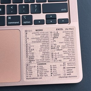 Word/Excel (for Mac) - Quick Reference Guide Keyboard Shortcut Stickers, for Any Macbook/iMac/Mac Mini, Vinyl