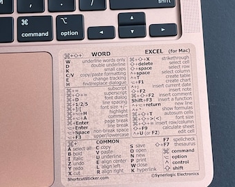 Word/Excel (for Mac) - Quick Reference Guide Keyboard Shortcut Stickers, for Any Macbook/iMac/Mac Mini, Vinyl