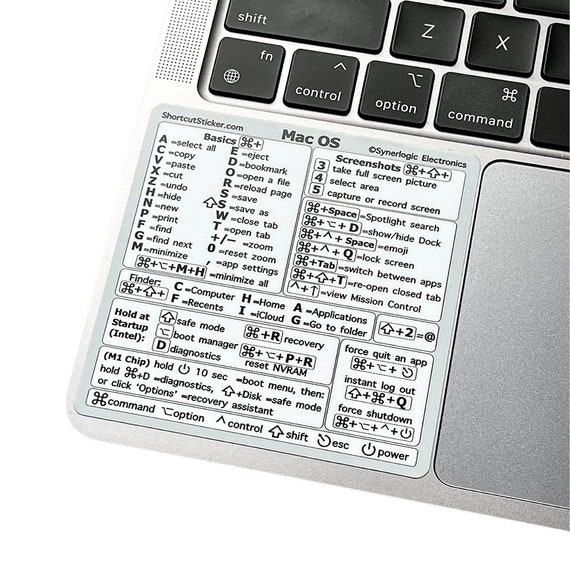 Mac OS m1/m2/m3/intel Reference Keyboard Shortcut Sticker