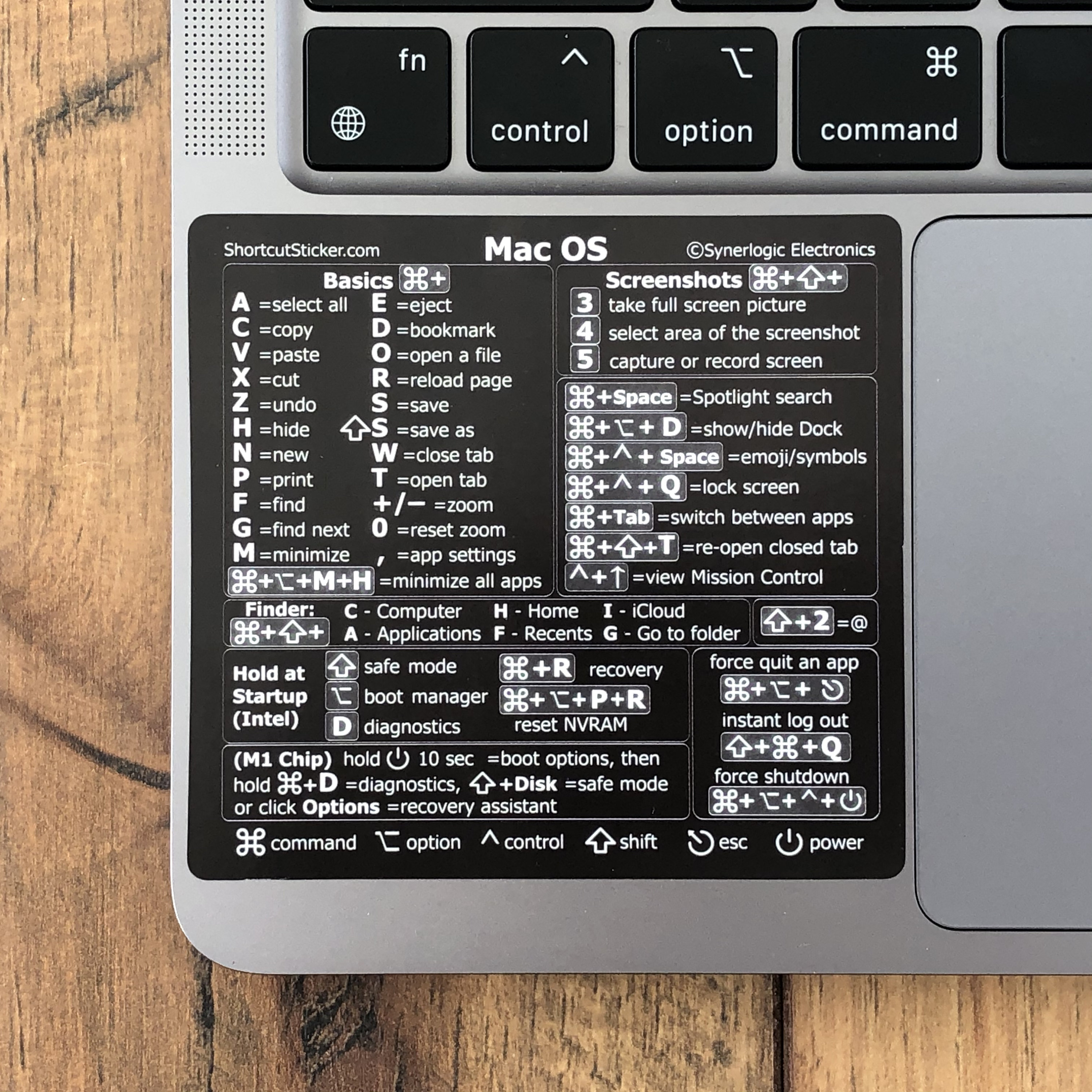 Mac OS M1/M2/M3/Intel Autocollant de raccourci clavier de