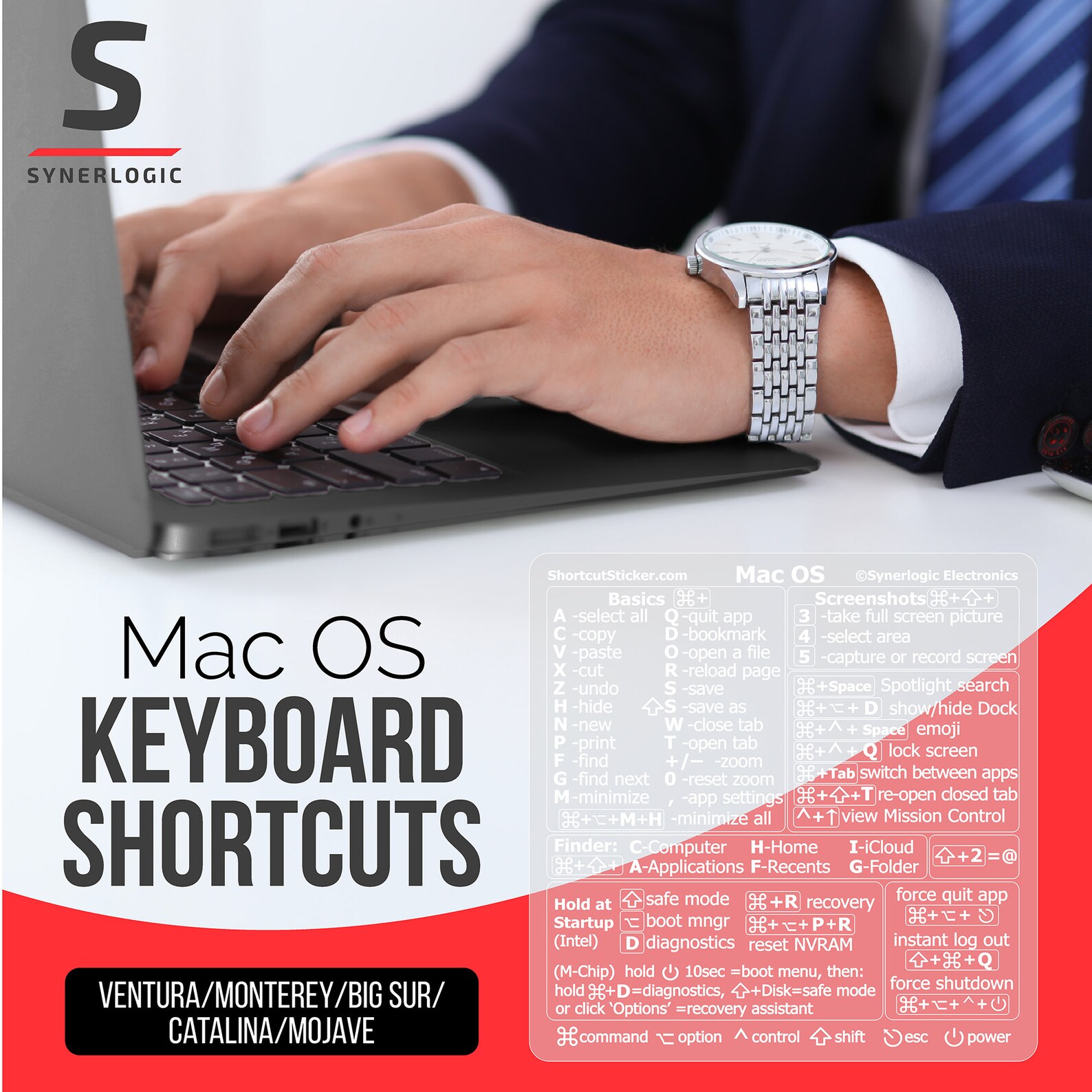 Mac OS MacBook Air/pro Keyboard Shortcuts, Clear-white Vinyl Sticker by ...
