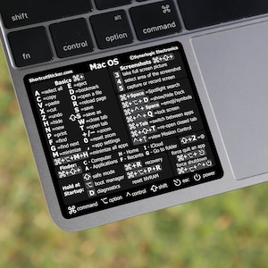 Apple MacBook Pro/Air/iMac/Mini Mac OS Shortcuts Laminated No-Residue vinyl sticker (for Intel CPU) size 3.25"x2.7" by SYNERLOGIC