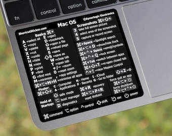 Apple MacBook Pro / Air / iMac / Mini Mac OS Shortcuts Laminierter rückstandsfreier Vinyl-Aufkleber (für Intel-CPU) Größe 3,25 "x 2,7" von SYNERLOGIC