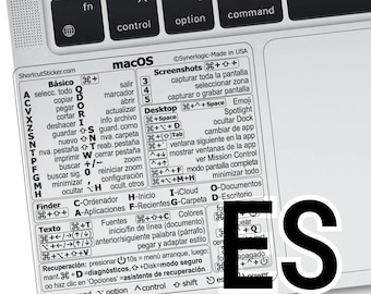 Mac OS / Word+Excel / Pegatina de atajo en Español, Compatible : MacBook/Air/Pro/Mini/iMac