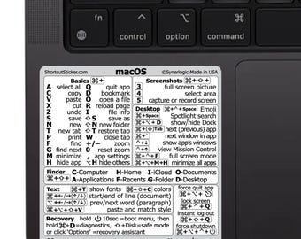 Gelamineerde vinylsticker met toetsenbordshortcuts voor de Air/Pro macOS-versie, geschikt voor Apple Macbook Air of Pro.
