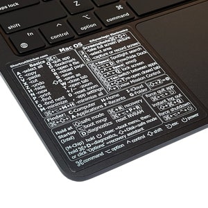 Mac OS (Ventura/Monterey/Big Sur/Catalina/etc) M1/M2/Intel MacBook Air/Pro Keyboard Shortcuts, No-Residue Vinyl Sticker by SYNERLOGIC