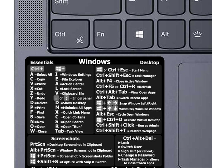 Printable Windows Keyboard Shortcuts Reference Guide Digital Pdf File ...