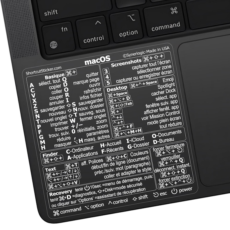 Mac OS / Word + Excel — Tastatur, Autocollant und transparentes Vinyl (auf Französisch), Kompatibel : MacBook/Air/Pro/Mini/iMac Transparent/Blanc