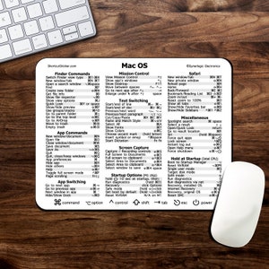 Apple Mac OS PowerPad: esta alfombrilla de ratón de alta calidad presenta una lista completa de accesos directos para su Mac. Hecho en Estados Unidos.