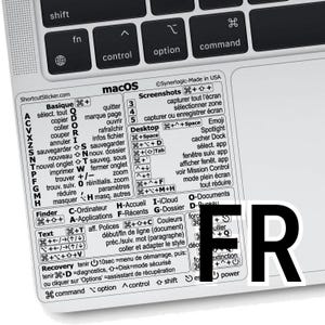 Mac OS / Word + Excel — Raccourcis clavier, autocollant och vinyle transparent (en français), Kompatibel: MacBook/Air/Pro/Mini/iMac