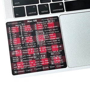Mac OS (Ventura/Monterey/Big Sur/Catalina/etc) M1/M2/Intel MacBook Air/Pro Keyboard Shortcuts, No-Residue Vinyl Sticker by SYNERLOGIC