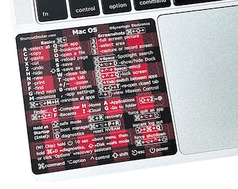 Mac OS (Ventura/Monterey/Big Sur/Catalina/etc) M1/M2/Intel MacBook Air/Pro Keyboard Shortcuts, No-Residue Vinyl Sticker by SYNERLOGIC
