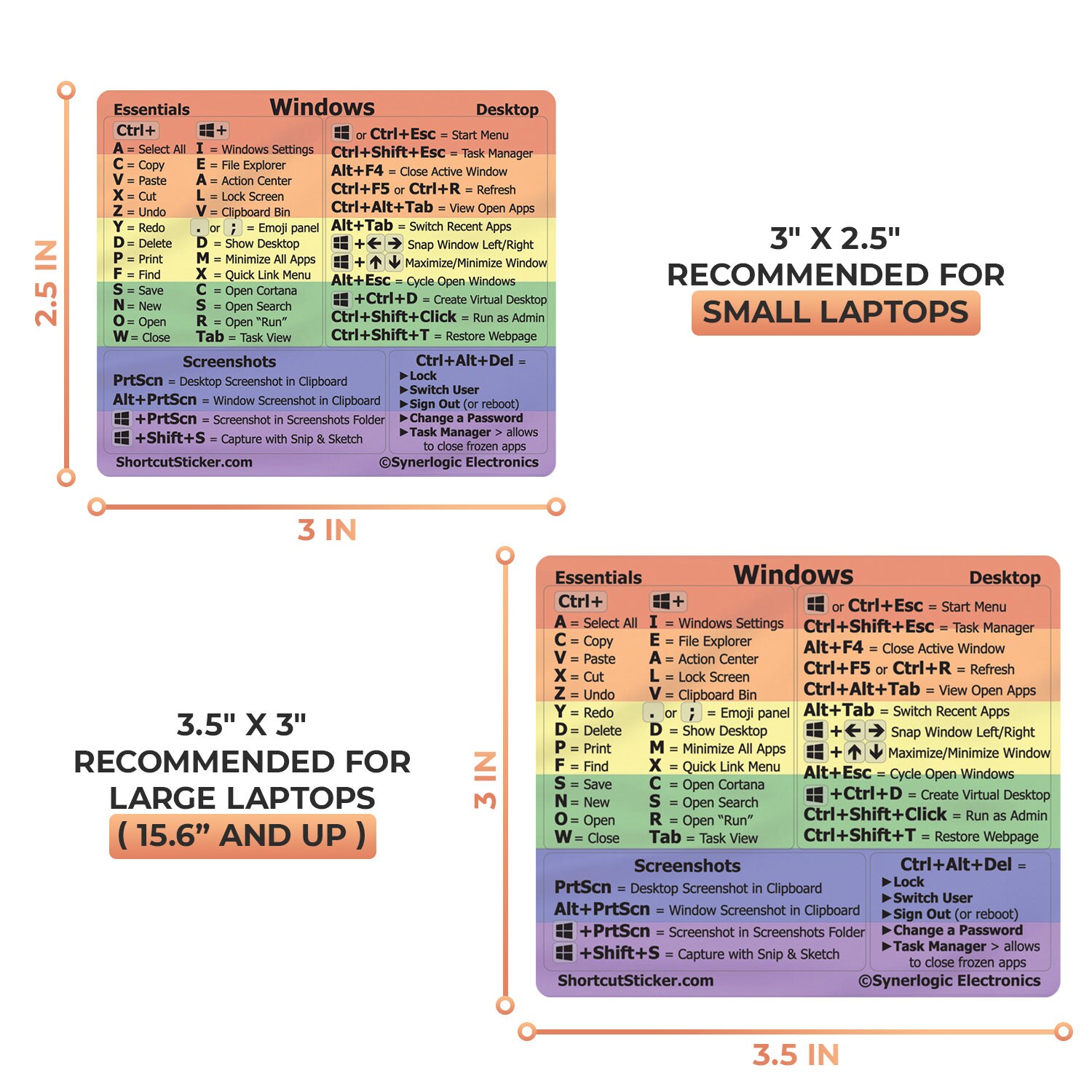 Windows PC Reference Guide Keyboard Shortcut STICKER - Laminated ...