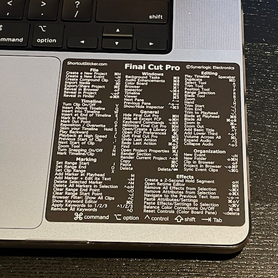 Raccourcis clavier Final Cut Pro pour tout MacBook Air/Pro/iMac/Mini  autocollant en vinyle laminé sans résidu par SYNERLOGIC -  France