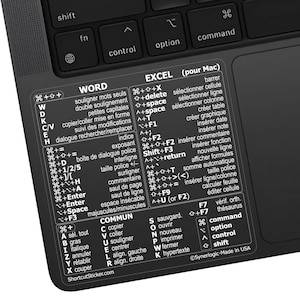 Mac OS / Word + Excel — Tastatur, Autocollant und transparentes Vinyl (auf Französisch), Kompatibel : MacBook/Air/Pro/Mini/iMac Word/Excel Blanc