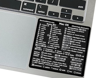 Mac OS (Ventura/Monterey/Big Sur/Catalina/etc) M1/M2/Intel MacBook Air/Pro Keyboard Shortcuts, No-Residue Vinyl Sticker by SYNERLOGIC