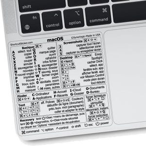 Mac OS / Word+Excel / Raccourcis Clavier, autocollant vinyle Transparent, adhésif sans résidu, Compatible : MacBook/Air/Pro/Mini/iMac