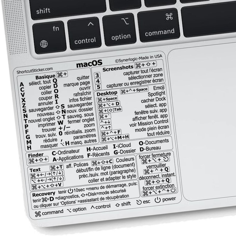 2 Autocollants De Raccourcis Clavier Mac OS, En Vinyle Transparent Résistant à L'eau/huile/déchirure Pour Clavier En PVC Pour Ordinateur Portable M1/M2/ M3/Intel, Pour MacBook Air Et Pro 13"-16