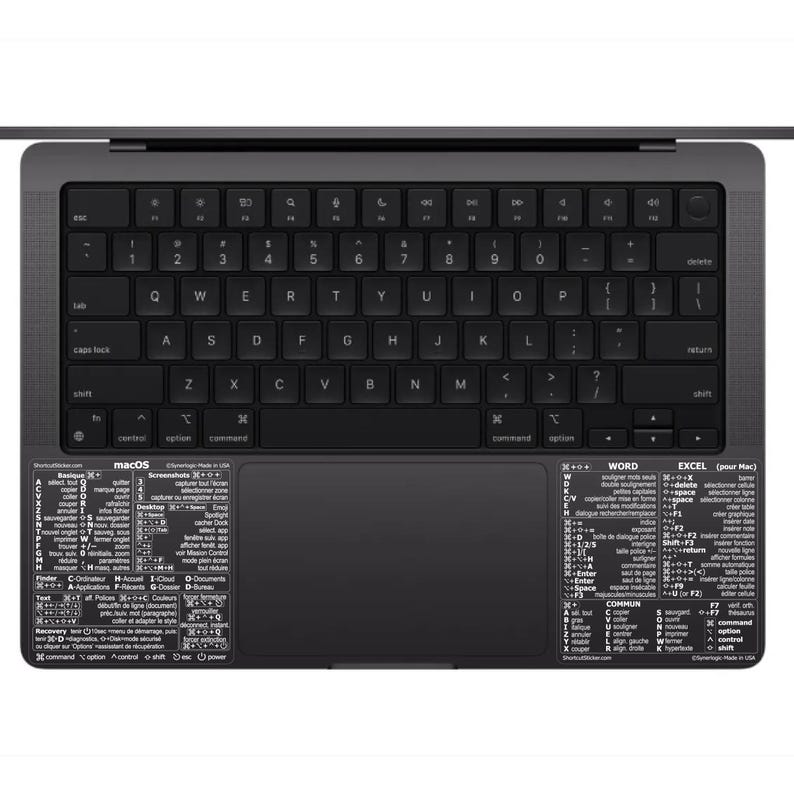 Mac OS / Word + Excel — Tastatur, Autocollant und transparentes Vinyl (auf Französisch), Kompatibel : MacBook/Air/Pro/Mini/iMac Combo/Blanc
