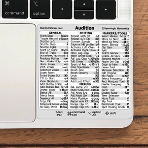 Adobe Audition Quick Reference Keyboard Shortcuts for Any MacBook or Windows PC No-Residue Laminated Vinyl Sticker by SYNERLOGIC