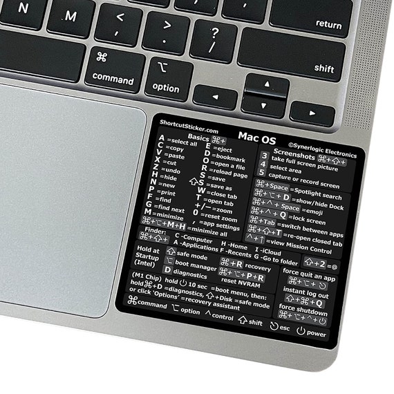 Autocollant Raccourcis clavier Apple MacBook Pro, Air, iMac