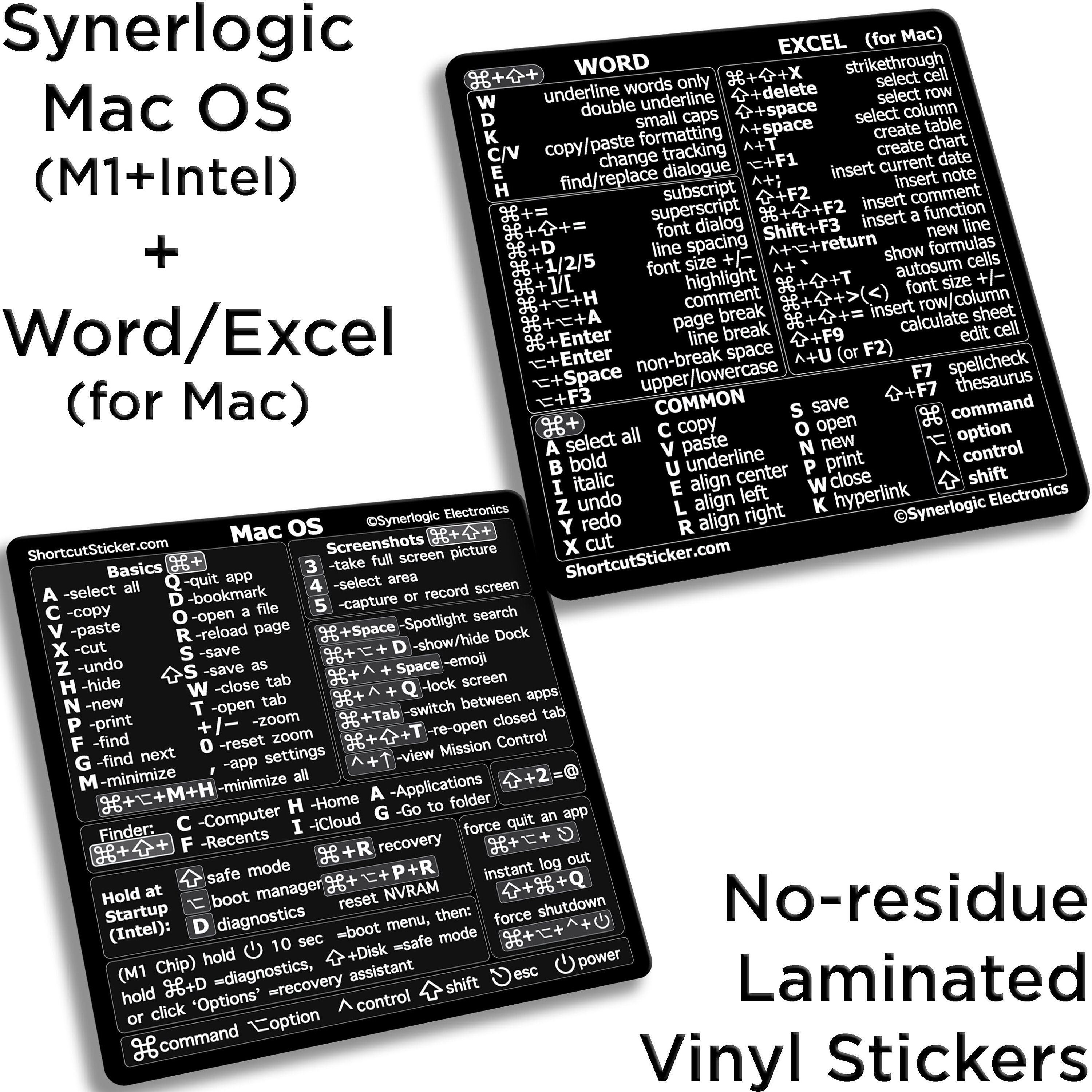 Word/Excel pour Mac Guide de référence rapide Autocollants de