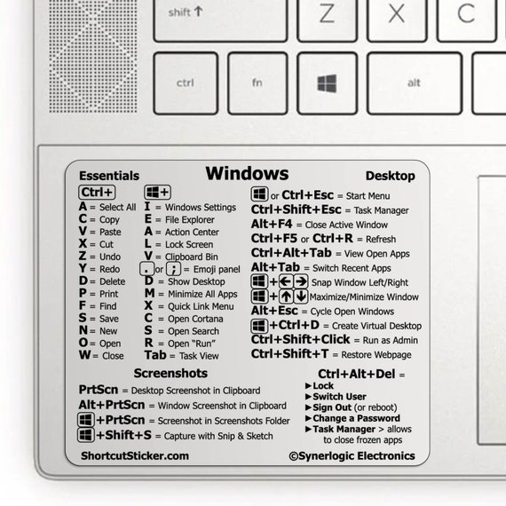 Guide de référence du PC Windows Raccourci clavier AUTOCOLLANT Vinyle  durable laminé, aucun résidu -  Canada