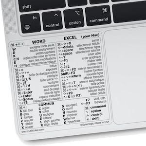 Mac OS / Word + Excel — Tastatur, Autocollant und transparentes Vinyl (auf Französisch), Kompatibel : MacBook/Air/Pro/Mini/iMac Word/Excel Noir