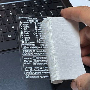 MacBook Air or Pro for any Mac OS version - Keyboard Shortcuts Laminated No-residue Vinyl Sticker by SYNERLOGIC