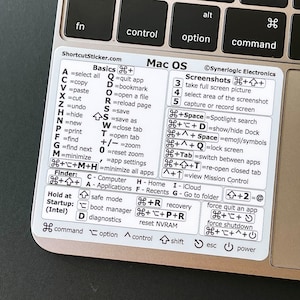 Apple MacBook Pro/Air/iMac shortcuts- durable vinyl sticker Mac OS Reference Guide (For Intel CPU) by SYNERLOGIC