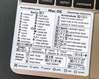 Apple MacBook Pro/Air/iMac shortcuts- durable vinyl sticker Mac OS Reference Guide (For Intel CPU) by SYNERLOGIC