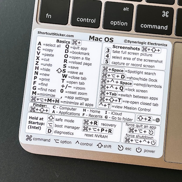 Apple MacOS "for Intel" Reference Guide (For Intel CPU) by SYNERLOGIC size 3.25x2.7" (fits Neo)