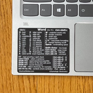 Word (for Windows PC/Laptop) Cheat Sheet Reference Guide Shortcut Sticker - No-residue Laminated Vinyl - size 3&quot;x2.6&quot;