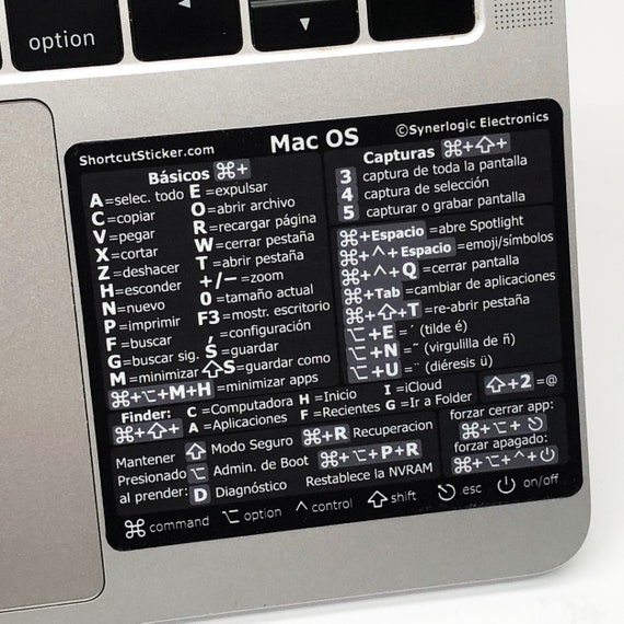 Spanish Apple MacBook Pro/air/imac Shortcuts Durable Vinyl -  Israel