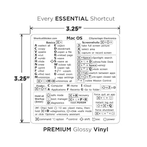 M1/M2/M3/Intel MacBook Air/Pro Mac OS Sonoma/Ventura/Monterey/etc Tastaturkürzel, durchsichtiger, rückstandsfreier Vinyl-Aufkleber von SYNERLOGIC Bild 2