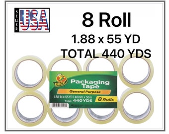 8 pack, Shipping Tape, packaging tape, Clear tape, Acrylic General Purpose, tape
