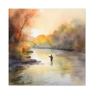 Serenity by the River | Canvas Gallery Wrap Watercolor Painting