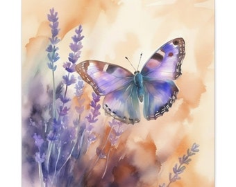 Lavender Whisper Butterfly | Canvas Gallery Wrap Watercolor Painting