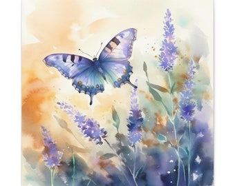 Lavender Dream Butterfly | Canvas Gallery Wrap Watercolor Painting