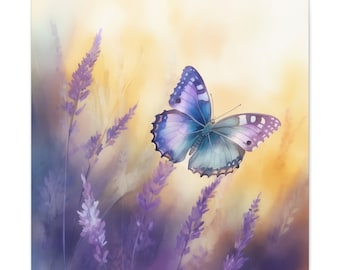 Lavender Symphony Butterfly | Canvas Gallery Wrap Watercolor Painting