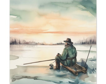 Winter Solitude | Canvas Gallery Wrap Watercolor Painting Wall Print.