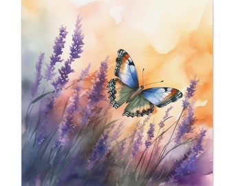 Enchanting Lavender Butterfly | Canvas Gallery Wrap Watercolor Painting