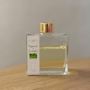 Peppermint & Eucalyptus Reed Diffuser Fresh Herbal Spa Scent 4 oz Reed Diffuser with Decorative Reeds Invigorating Aromatherapy Cooling Mint