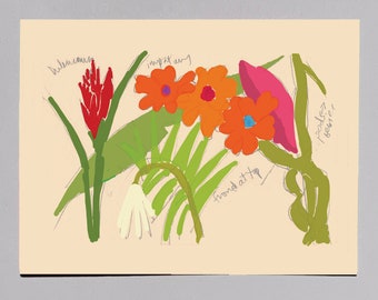 Tropical Holiday New Year Cards | Christmas Cards Set of 10 |"Boquete Sketch" by JenniferClarkStudio