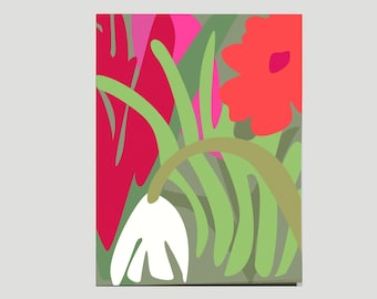 Tropical floral note card - Panama | Blank notecard | "Boquete Bouquet"” by JenniferClarkStudio | Set of 10
