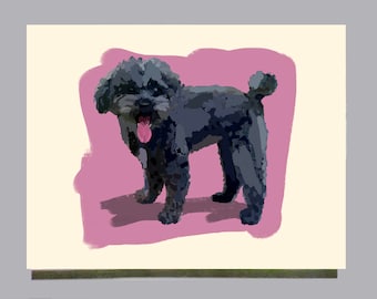 Tarjetas de notas con arte de caniche toy / Juego de 10 artículos de papelería