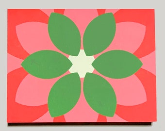 Poinsettia Holiday, Christmas, New Year Cards | Blank floral notecard | “Kaleidoscope” by JenniferClarkStudio | Set of 10