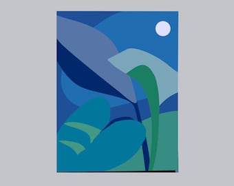 Tarjeta de notas de paisaje natural - Tarjeta de notas lunar en blanco / "Moon Indigo"” por JenniferClarkStudio / Set de 10