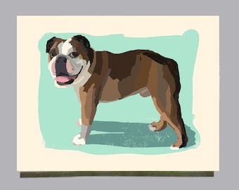 Tarjetas de felicitación con diseño de bulldog inglés / Juego de papelería artística